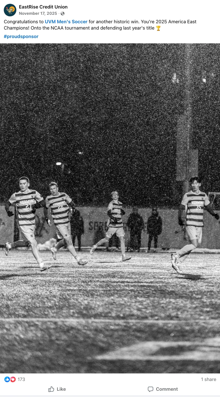 Congratulations to UVM Men's Soccer for..., Facebook capture 7 of 51