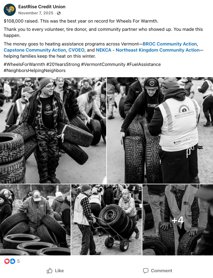 $108,000 raised. This was the best year on..., Facebook capture 8 of 51