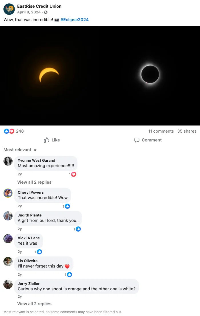 Wow, that was incredible! 📸 #Eclipse2024, Facebook capture 39 of 51