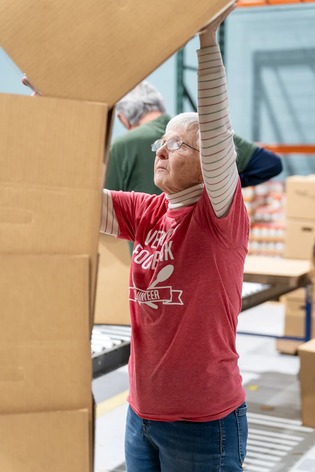 Mary volunteering at the Vermont Foodbank