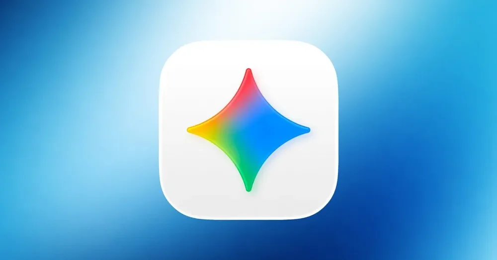 Gemini app icon on a blue background