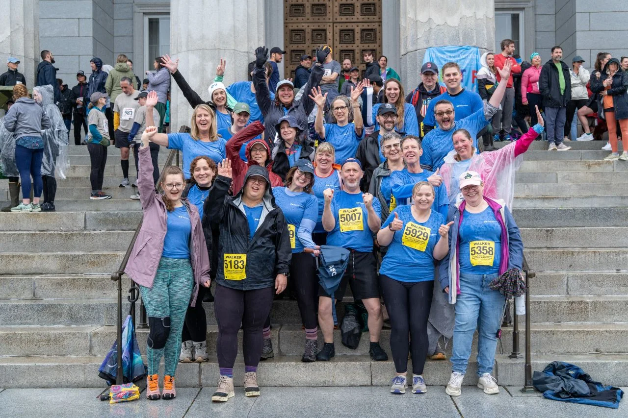 Participants gather for the Corporate Cup on the Vermont State House steps.